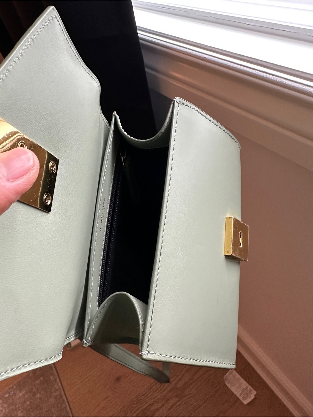 DeMellier Mini Top-Handle Bag in Sage Green with Gold Hardware - Picture 9 of 11